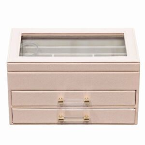 At Home Faux Leather Transparent Top 2-Drawer Jewelry Organizer